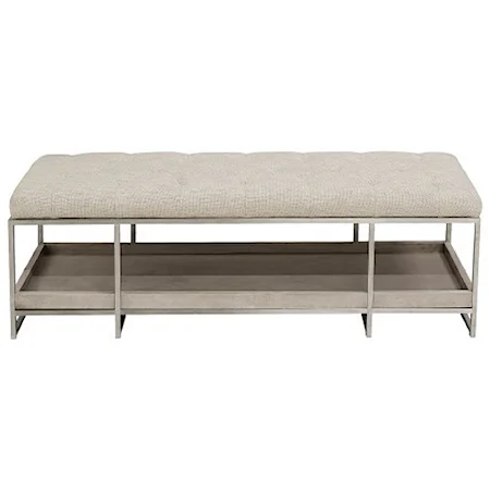 Contemporary Upholstered Bed Bench with Tray Shelf
